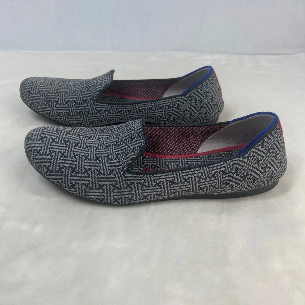 Rothy's The Loafer Women's sz 7‎ Gray Charcoal Grid Retired Flats